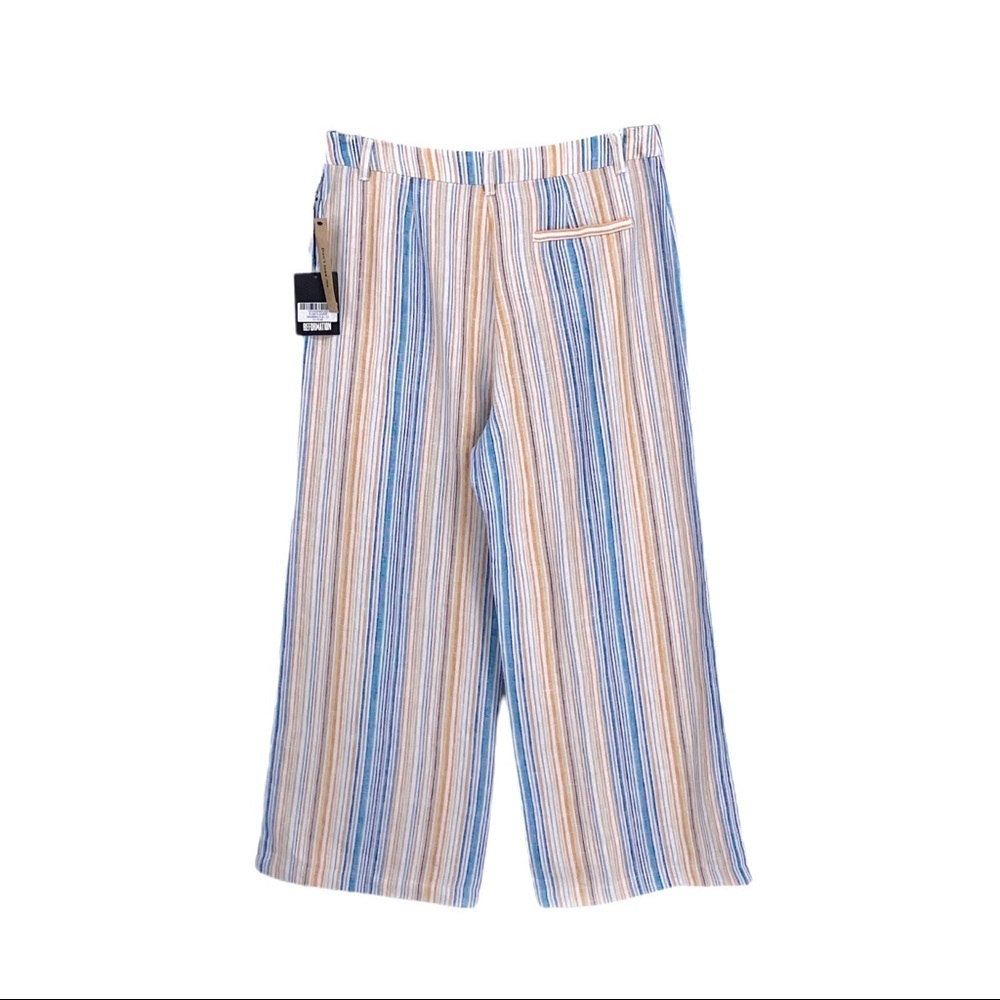 NWT REFORMATION Striped Wide Leg Linen Pants Sz 12 - Picture 4 of 8
